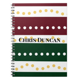 Caderno Espiral Burgundy and Emerald Golden Polka Dots Christmas 