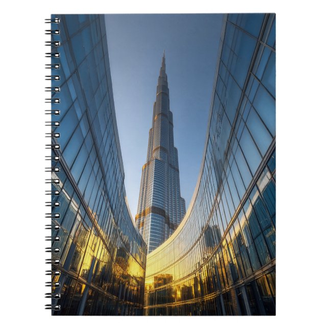 Caderno Espiral Burj Khalifa Reflete Notebook - Skyline do Dubai (Frente)