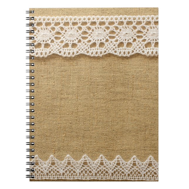 Caderno Espiral Burlap com rendas (Frente)