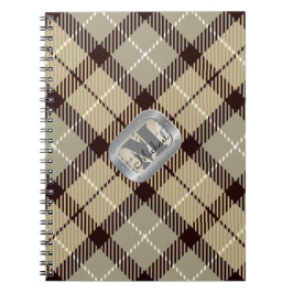 Caderno Espiral Burlywood Grey Tartan Metallic Monogram Script