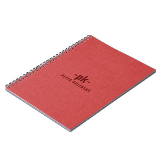 Caderno Espiral Burned red linen texture simple tan typography