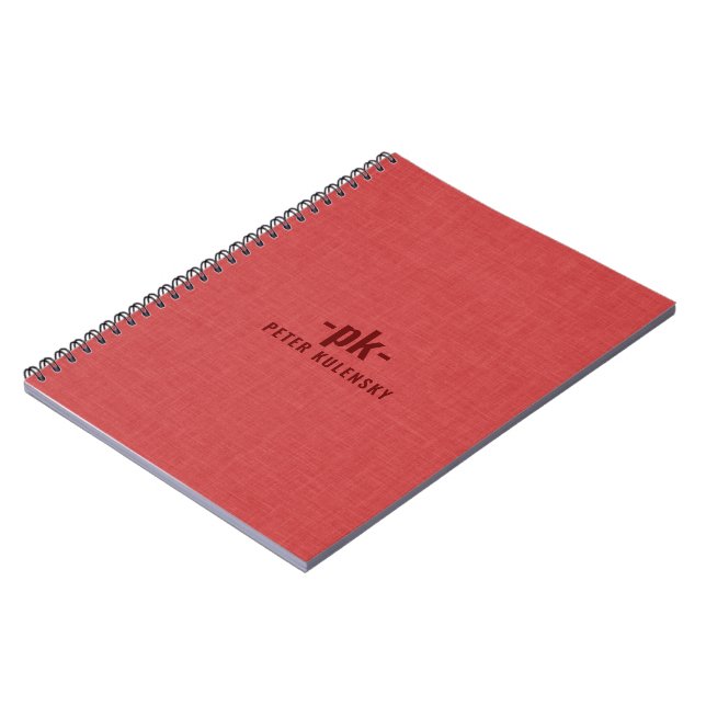 Caderno Espiral Burned red linen texture simple tan typography (Left Side)