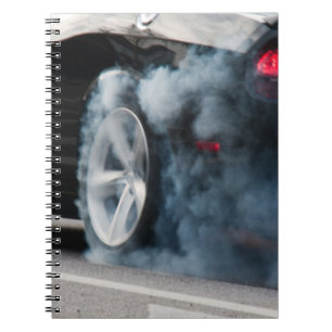 Caderno Espiral Burout de carro preto