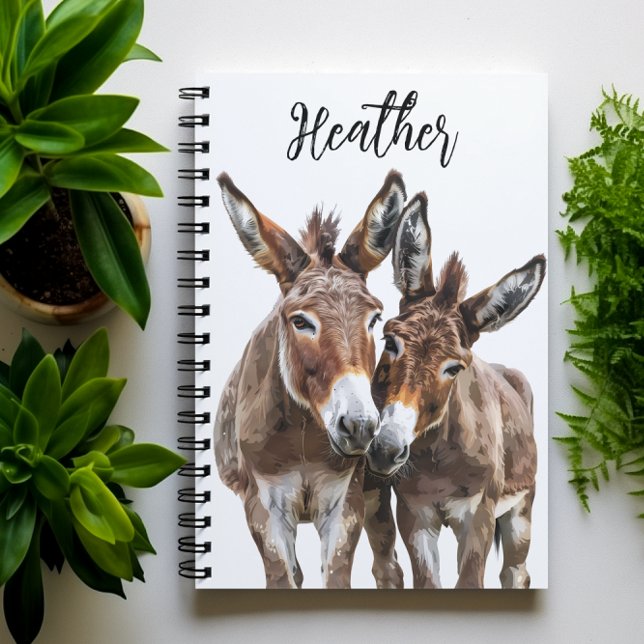 Caderno Espiral Burros em Aquarela Personalizados  (Criador carregado)