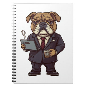Caderno Espiral Business Buldogue - Engraçado Cachorro Escritório