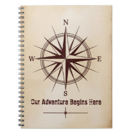 Caderno Espiral Bússola de Coordenadas de Destino | Casamento Viag