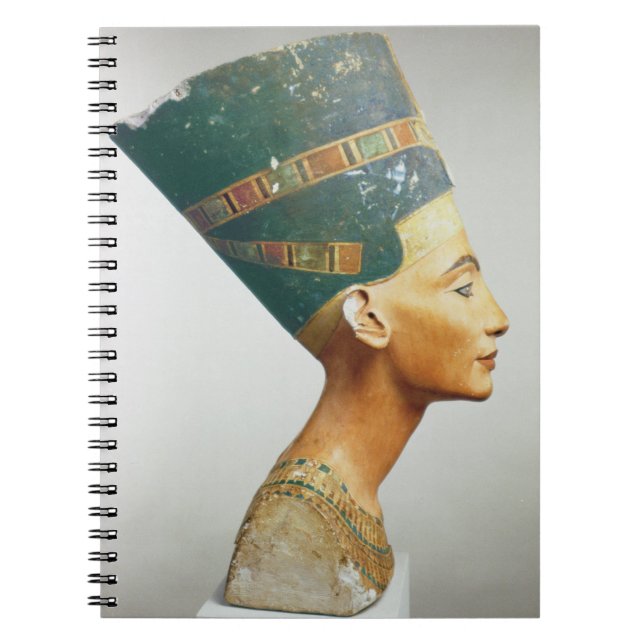 Caderno Espiral Busto da rainha Nefertiti, vista lateral, do studi (Frente)