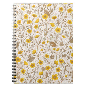 Caderno Espiral Buttercups, amarelo e marrom