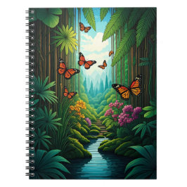 Caderno Espiral Butterflies in a Lush Jungle
