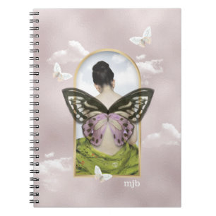 Caderno Espiral Butterfly Dream Fantasy Collage com Monograma