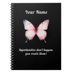 Caderno Espiral Butterfly motivationalquote nome personalizado