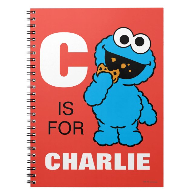 Caderno Espiral C é para Cookie Monster | Adicione seu nome (Frente)