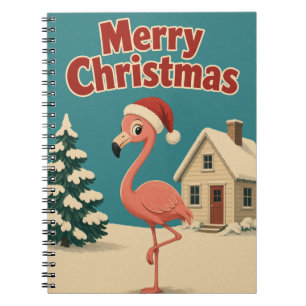 Caderno Espiral Cabana de Neve de Flamingo Animal Natal