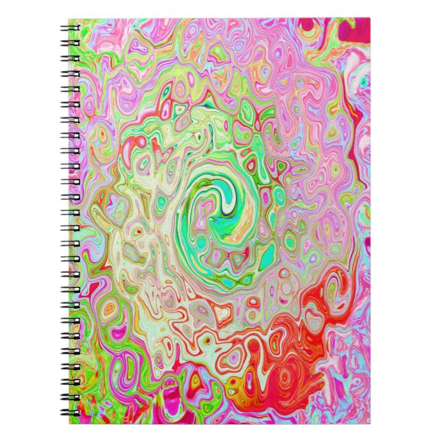 Caderno Espiral Cabeça de Abstrato retrógrada do pasto verde (Frente)