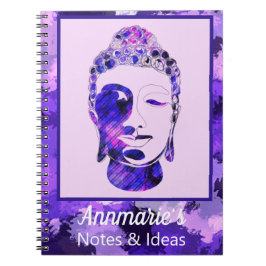 Caderno Espiral Cabeça de Buda Motivacional Roxa Personalizada