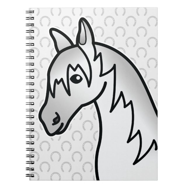 Caderno Espiral Cabeça de Cavalo de Desenho Cinzento (Frente)