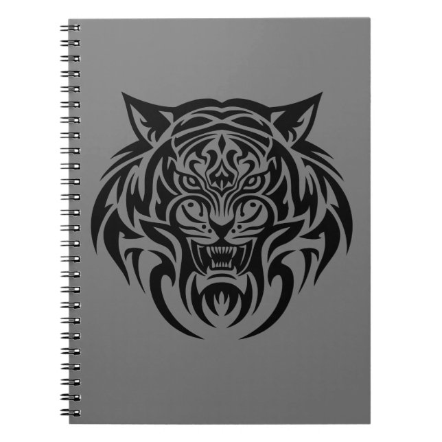 Caderno Espiral Cabeça de tigre tribal (Frente)