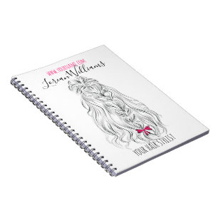 Caderno Espiral Cabelo Cor-de-rosa branco branco moderno, penteado
