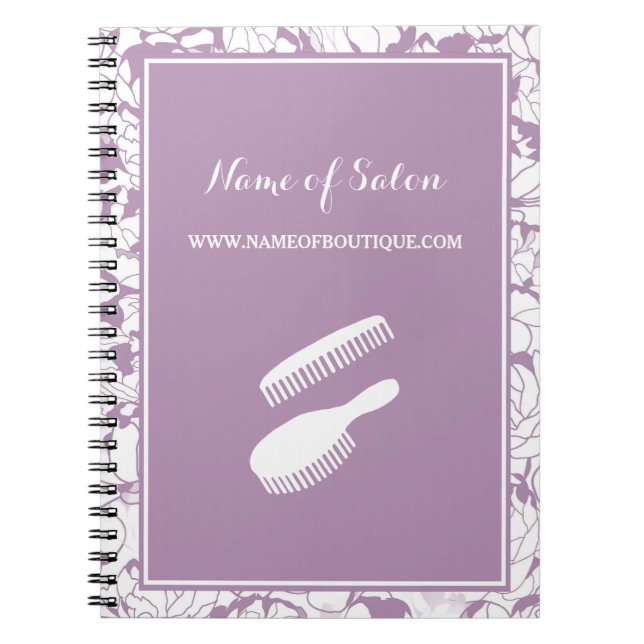 Caderno Espiral Cabelo Floral Roxo Moderno e Beleza Boutique (Frente)