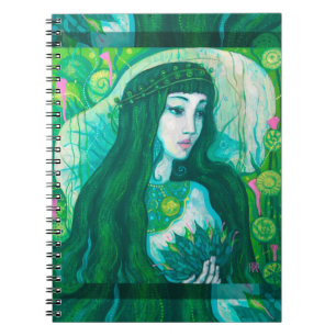 Caderno Espiral Cabelo Verde Sereia Submarina Fantasia Arte Surrea
