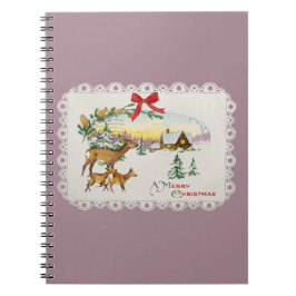 Caderno Espiral Cabina e veado de natais vintages