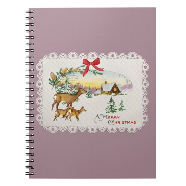 Caderno Espiral Cabina e veado de natais vintages (Frente)