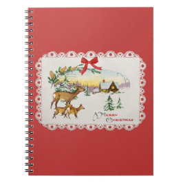 Caderno Espiral Cabina e veado de natais vintages