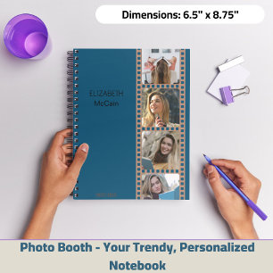 Caderno Espiral Cabine de Foto da Marinha - Personalizado Moderno