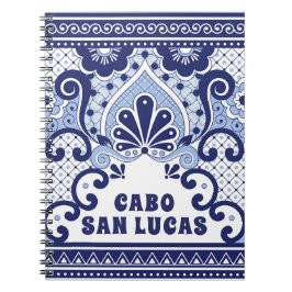 Caderno Espiral Cabo San Lucas Blue & White Mexicano Talavera Azul