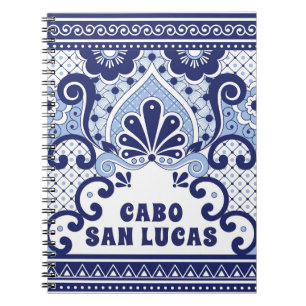 Caderno Espiral Cabo San Lucas Blue & White Mexicano Talavera Azul