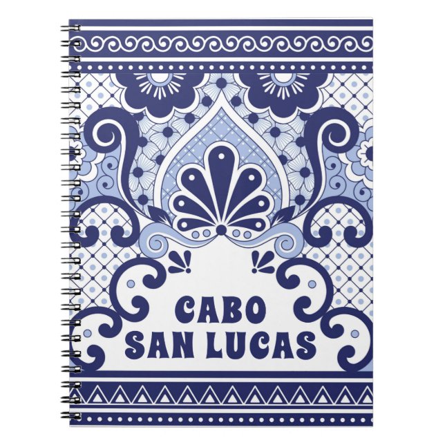 Caderno Espiral Cabo San Lucas Blue & White Mexicano Talavera Azul (Frente)