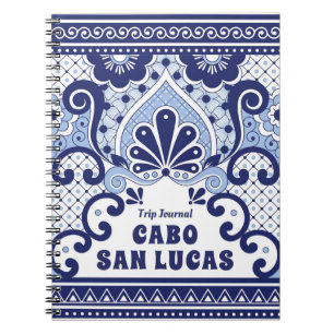 Caderno Espiral Cabo San Lucas Blue & White Mexicano Talavera Azul