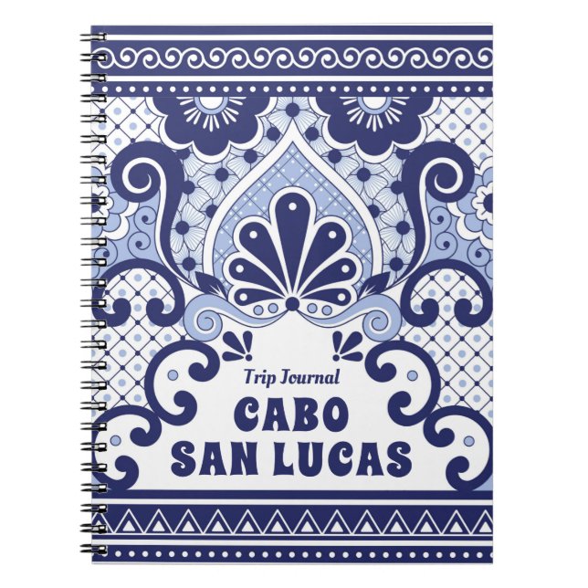 Caderno Espiral Cabo San Lucas Blue & White Mexicano Talavera Azul (Frente)