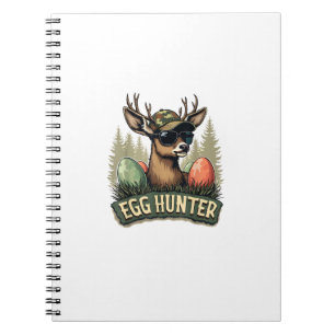 Caderno Espiral Caçador de Ovos Cervo Buck Feliz Dia de Páscoa Ovo