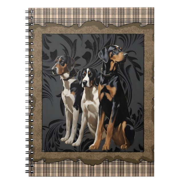 Caderno Espiral caçar cães caçadores na xadrez (Frente)