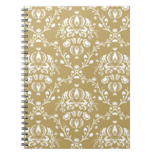 Caderno Espiral Cacau e Cream Damask