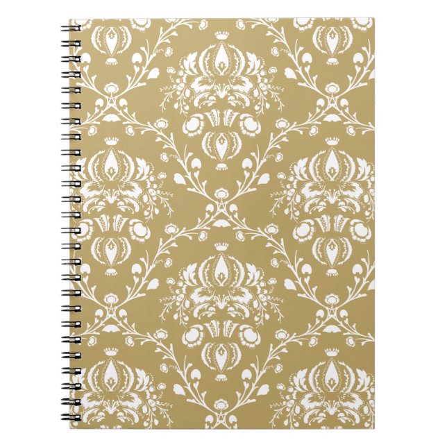 Caderno Espiral Cacau e Cream Damask (Frente)