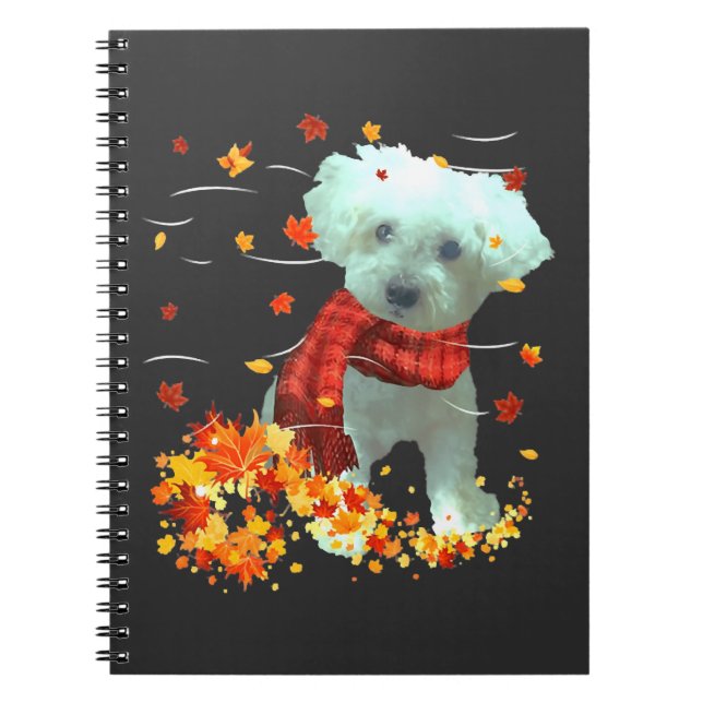Caderno Espiral Cachecol de Outono Poochon - Folhas de Outono de C (Frente)