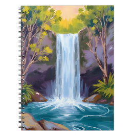 Caderno Espiral Cachoeira Azul | Pintura da Natureza Paisagem Flor