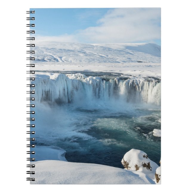 Caderno Espiral Cachoeira Godafoss Paisagem (Frente)