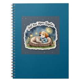 Caderno Espiral Cachorrinho Lendo Livro Só Mais Um Capítulo Fofo 