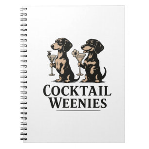 Caderno Espiral Cachorrinhos de Wiener Dog Engraçados para Cocktai