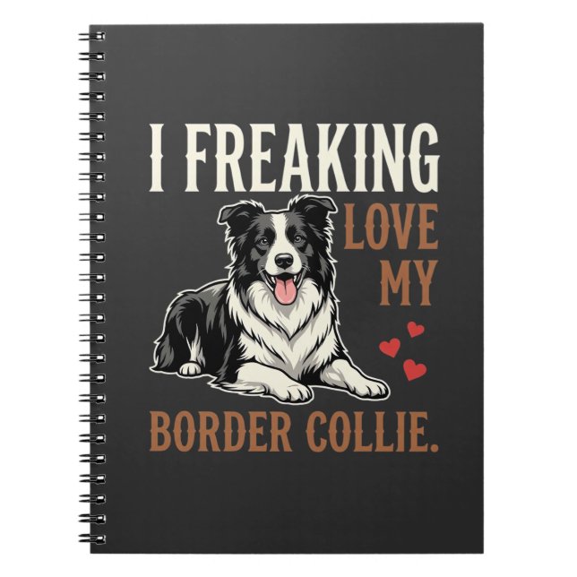 Caderno Espiral Cachorro Amor Border Collie Engraçado (Frente)