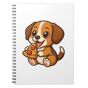 Caderno Espiral Cachorro beagle fofo pizza amantes de pizza cartoo