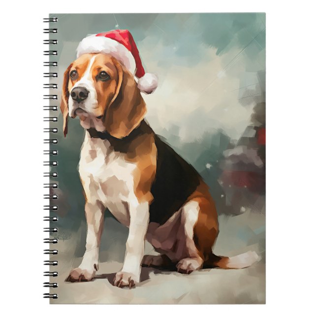 Caderno Espiral Cachorro Beagle na Neve Natal (Frente)