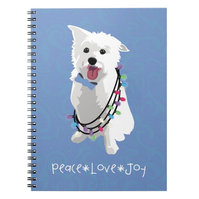 Caderno Espiral Cachorro Branco Fluffy - Paz Joy Love - Holiday (Frente)