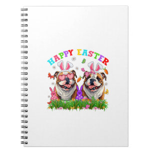 Caderno Espiral Cachorro Bulldog Inglês Fofo e Orelhas de Coelho O