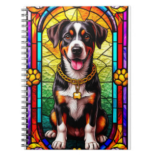 Caderno Espiral Cachorro Colorido com Corrente de Ouro Vidro Pinta