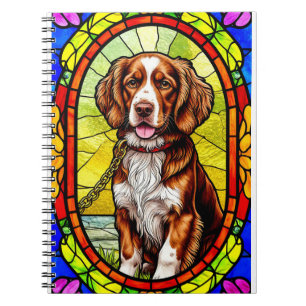 Caderno Espiral Cachorro Colorido Com Vidro Pintado Corrente De Ou