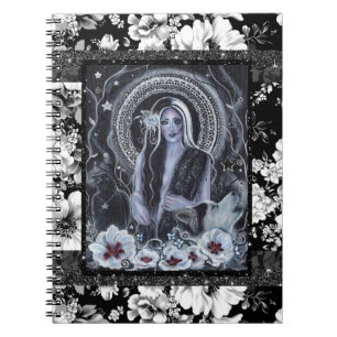 Caderno Espiral Cachorro da deusa Melinoe raven por Renee Lavoie